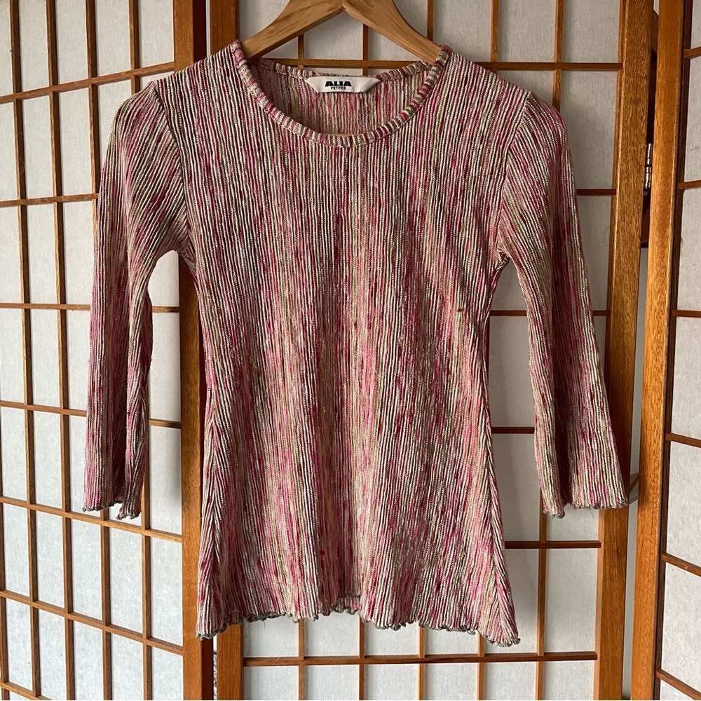 Alia Pleated 3/4 Sleeve Top – Textured Vintage-Inspired Blouse